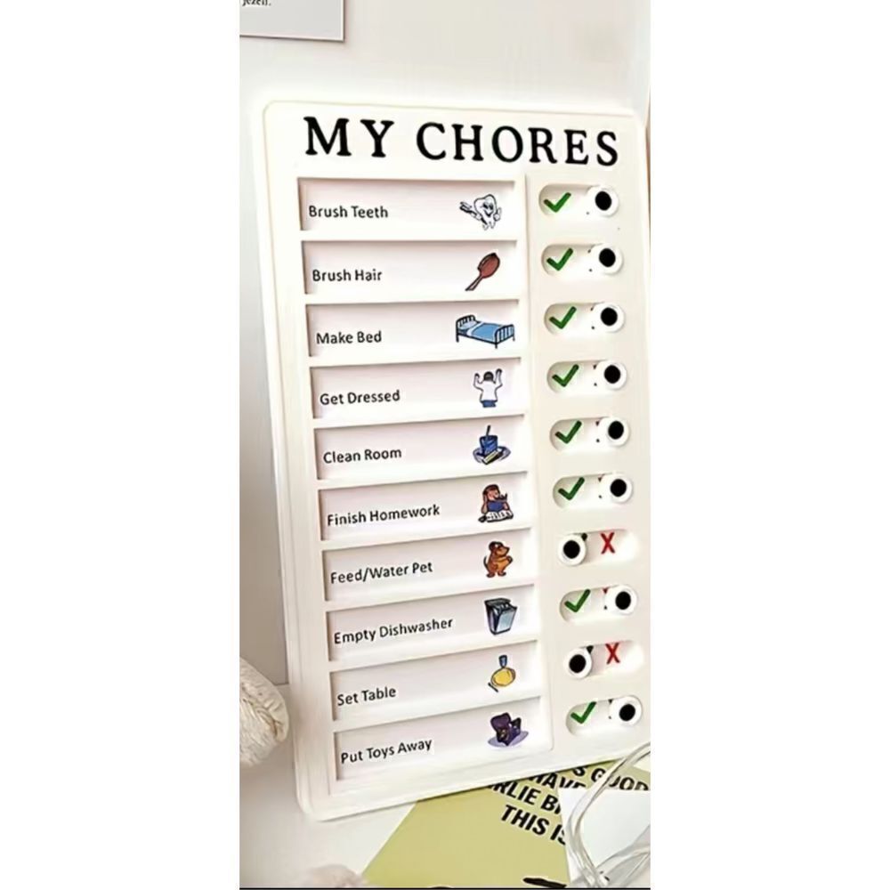 Chores list, interactive, cute helper. Or put your own list together and change